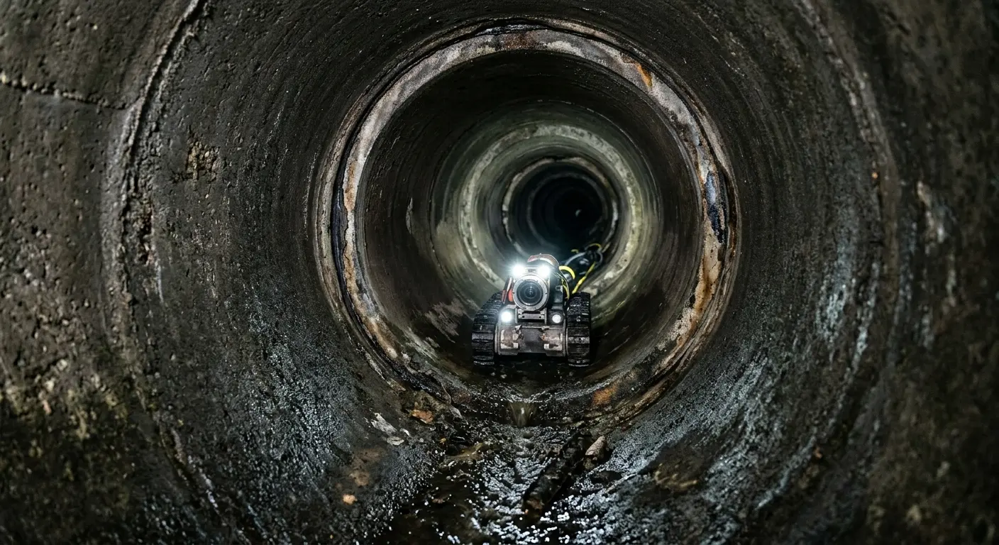 Robotic sewer camera inspecting pipe interior for Sewer Line Cleaning in Skidaway Island
